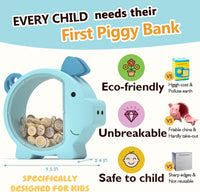 Summidate Pink Piggy Bank for Kids Girls - Blue Piggy Bank / Standard - image 3