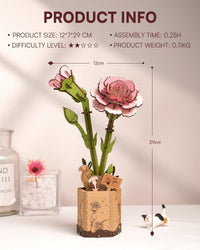 Wowood 3D wooden pink lily flower puzzle assembled model - view 12