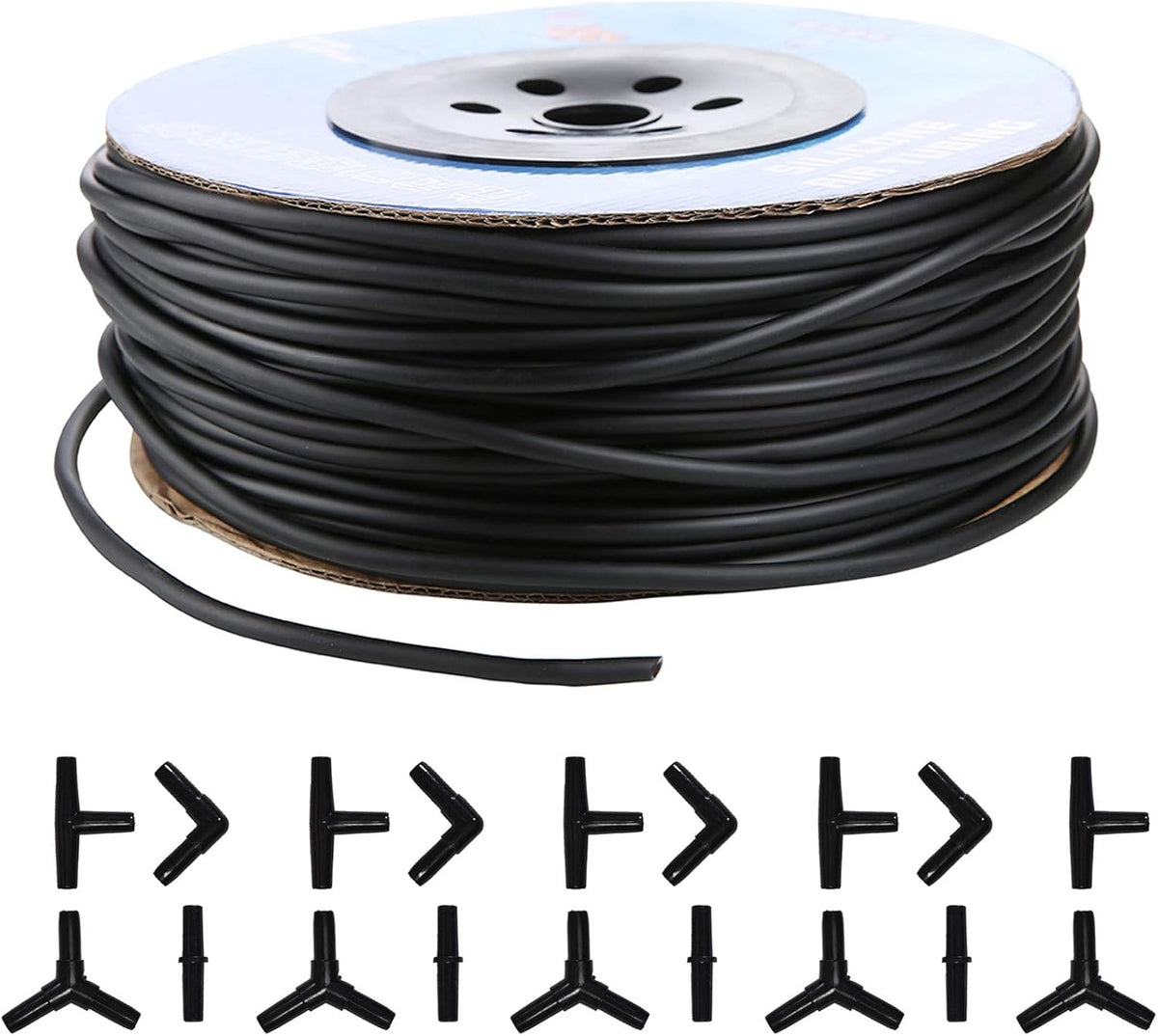 Aquarium 50 Feet Standard 3/16" Black Flexible Airline Tubing – Essentials for Fish - 320 Feet with connectors
