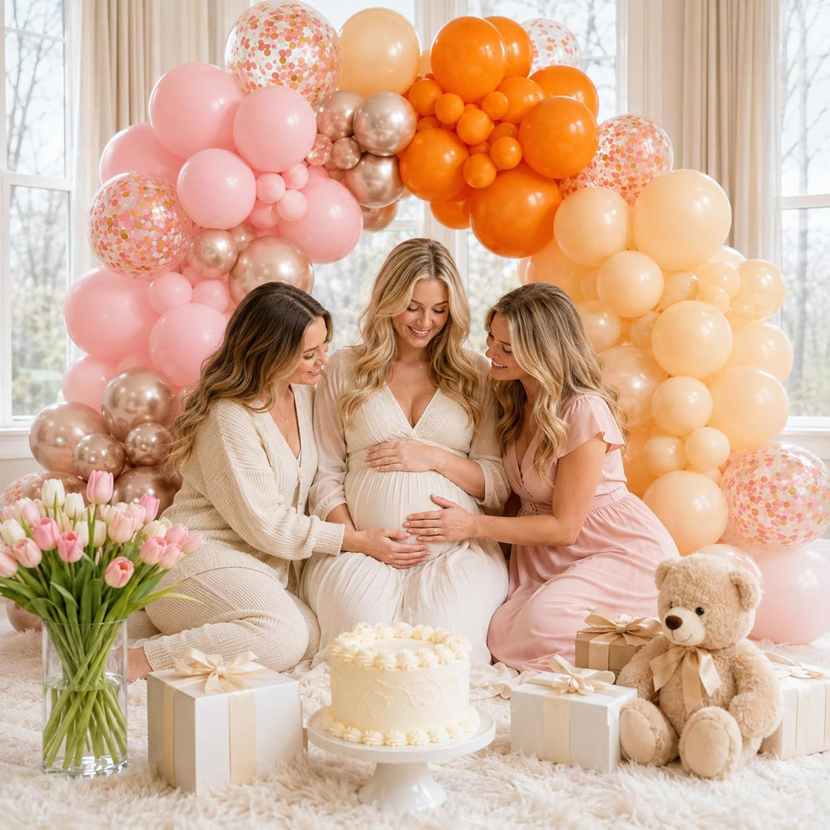 Sage Green Brown Balloons - Orange Nude Pink Gold - image 4
