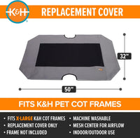 K&H Outdoor Elevated Dog Bed Pet Cot Replacement Cover - Gray/Black Mesh / X-Large 50 X 32 Inches - image 2