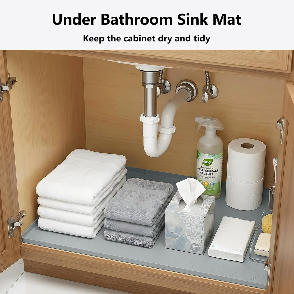 MateeyLife Silicone Waterproof Mat for Dog & Cat Food Mat 19"X12" – Essentials for Dogs - 19''W x 28''L / Light Grey - image 3