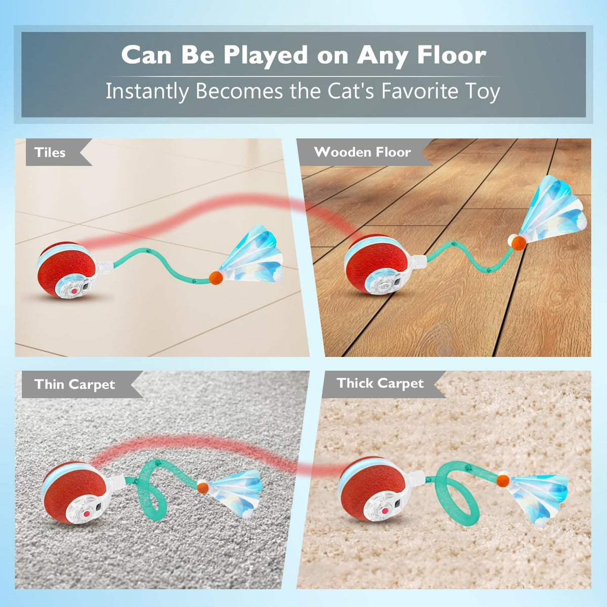 YVE LIFE Interactive Cat Toys Ball for Indoor Cats - Burgundy - image 3