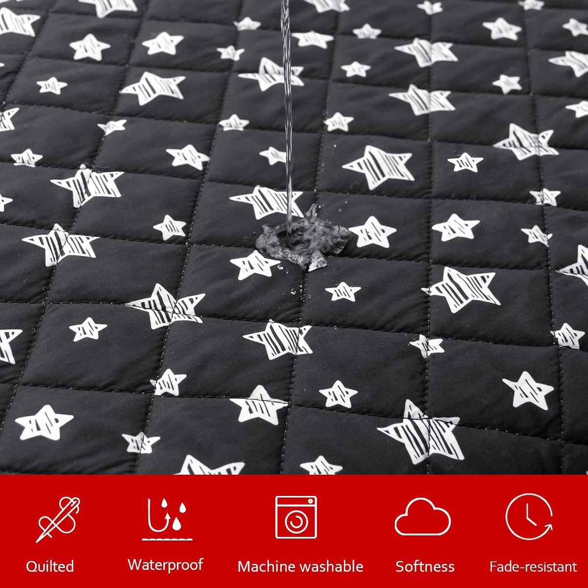 Waterproof Dog Bed Covers Replacement Lovely Grey Star Print - Black Star / 16 x 25 x 5 inch - image 2