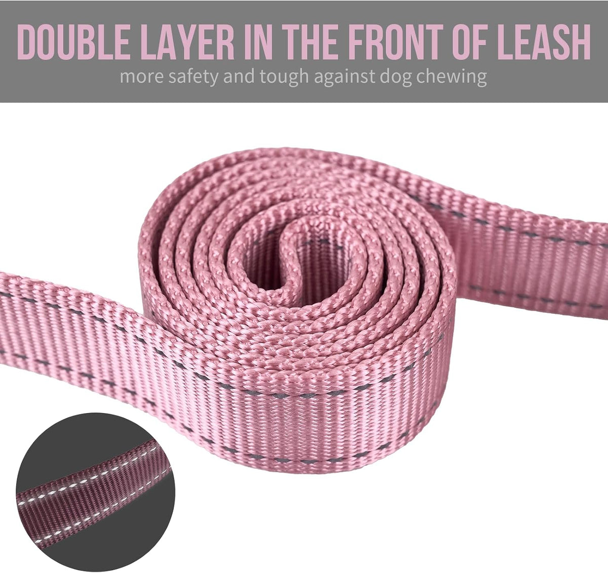 OneTigris No-Pull Dog Leash with Handle for Medium Large Dogs – Essentials for Dogs - Pink / 6FT - image 4