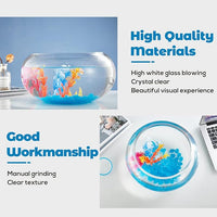 2 Gallon Glass Fish Bowl with Decor, Include Fluorescent Stones & Colorful Plastic Trees, High White Glass for Clear View, Small Fish Bowl/Vase/Aquarium for Betta Fish/Goldfish, Nice Home Décor