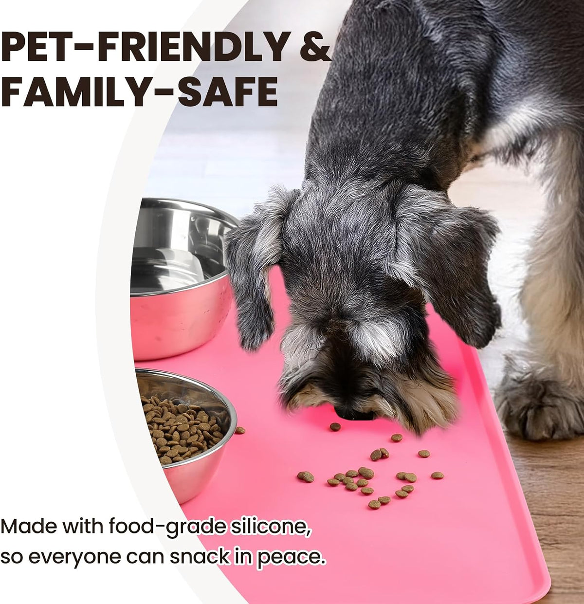 VIVAGLORY Pet Food Mat Flexmat Dog Bowl Mat, S - Pink / S (18.9 x 11.8in) - image 3