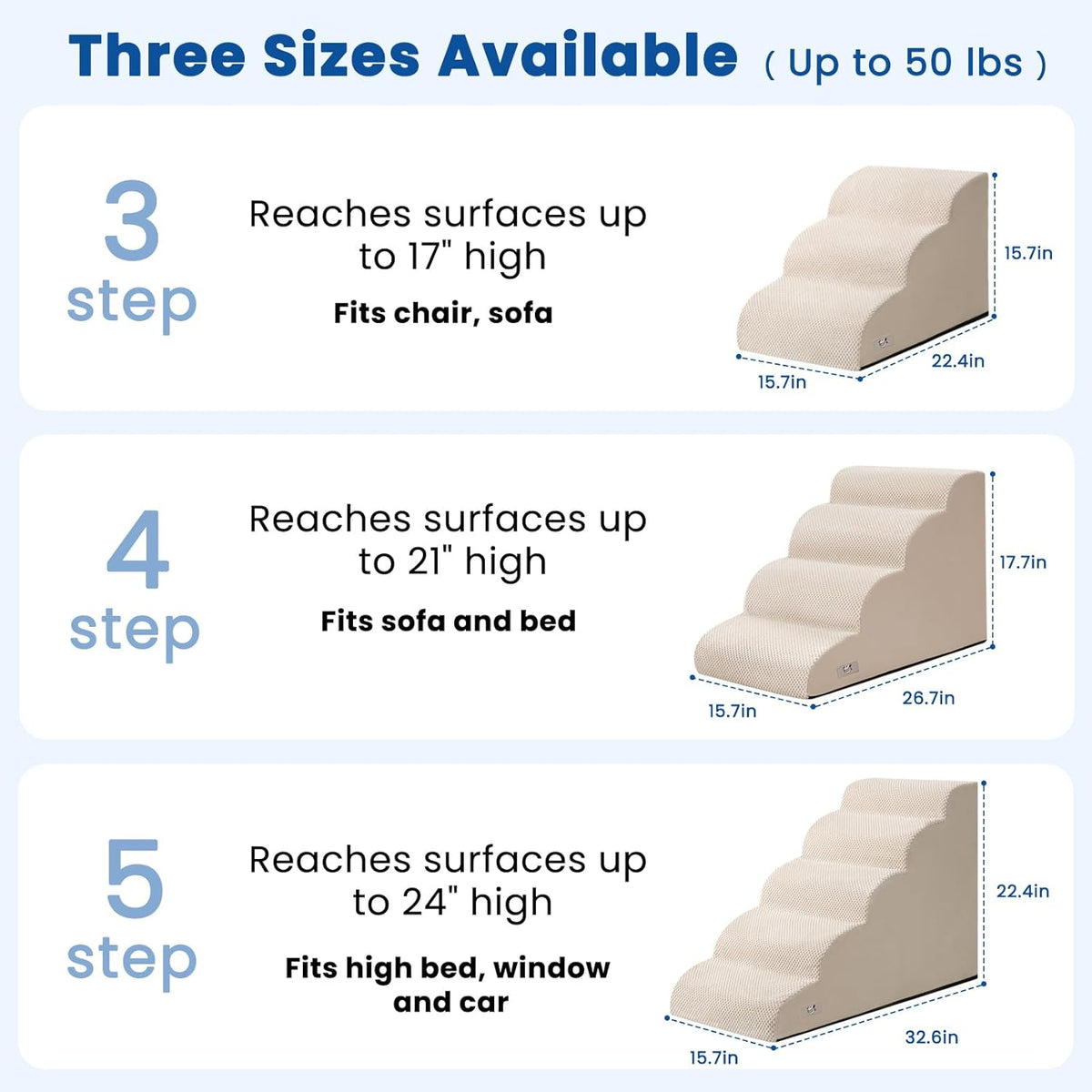 Dog Stairs for Small Dogs & Cats - Beige / 3 - image 4