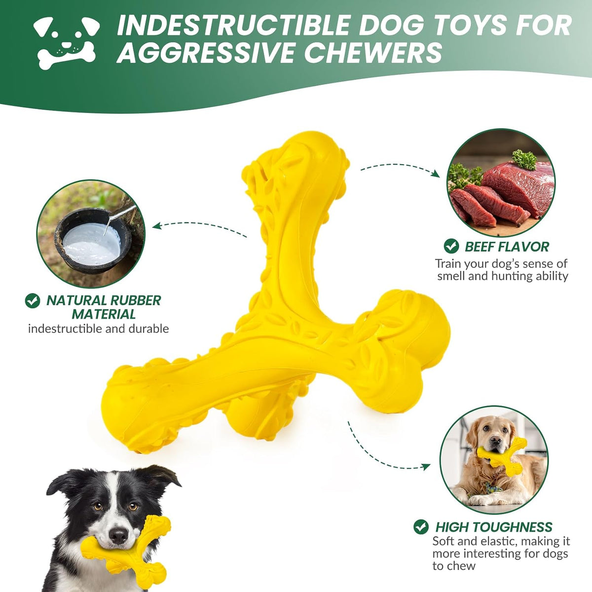 Dog Chew Toys for Aggressive Chewers Large Breed - Yellow - image 3