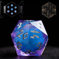 HEIMDALLR liquid core DND dice set in Fenrir's Shadow with glowing LED display box - view 9