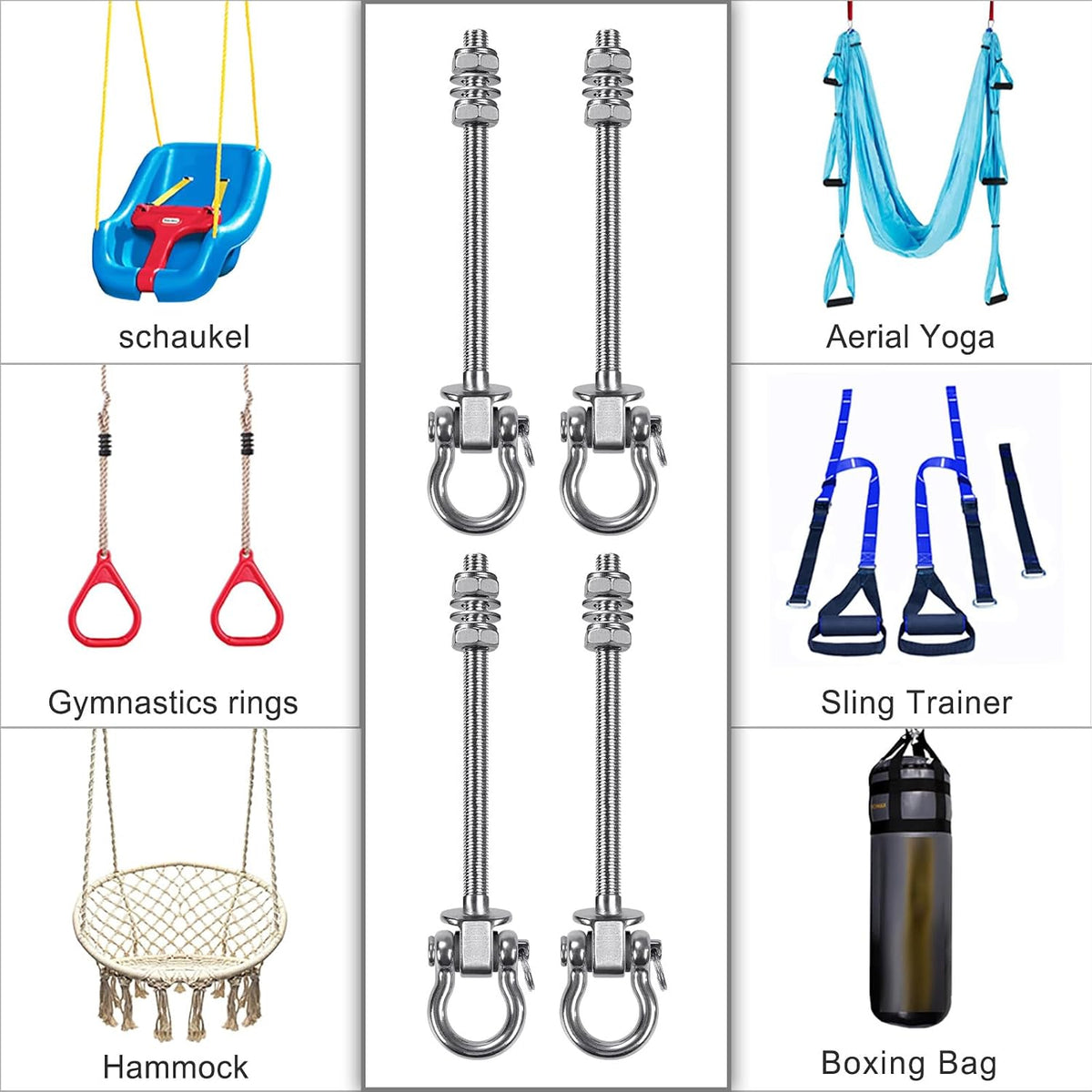 SELEWARE stainless steel swing hangers 2 pack, heavy duty eye hooks for wood beams - view 27