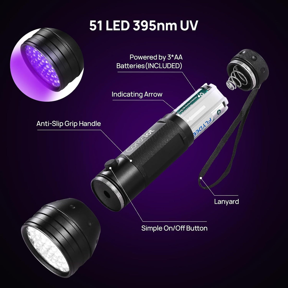 UV Flashlight Black Light - 2 Pack - image 2