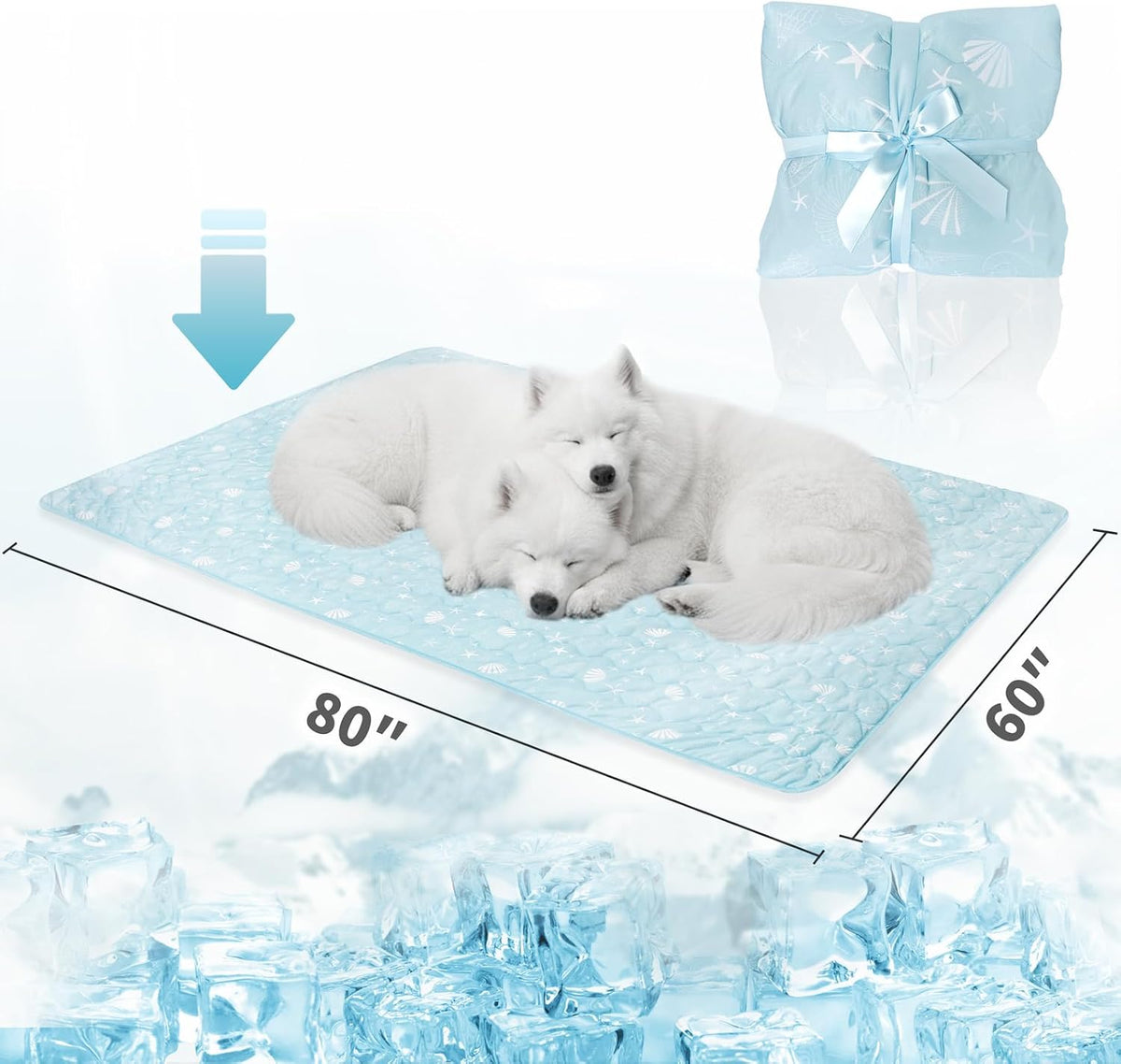 NWK Dog Cooling Blanket Q-Max>0.345 for Summer – Essentials for Dogs - Ocean Blue / XL (60''x 80'') - image 4