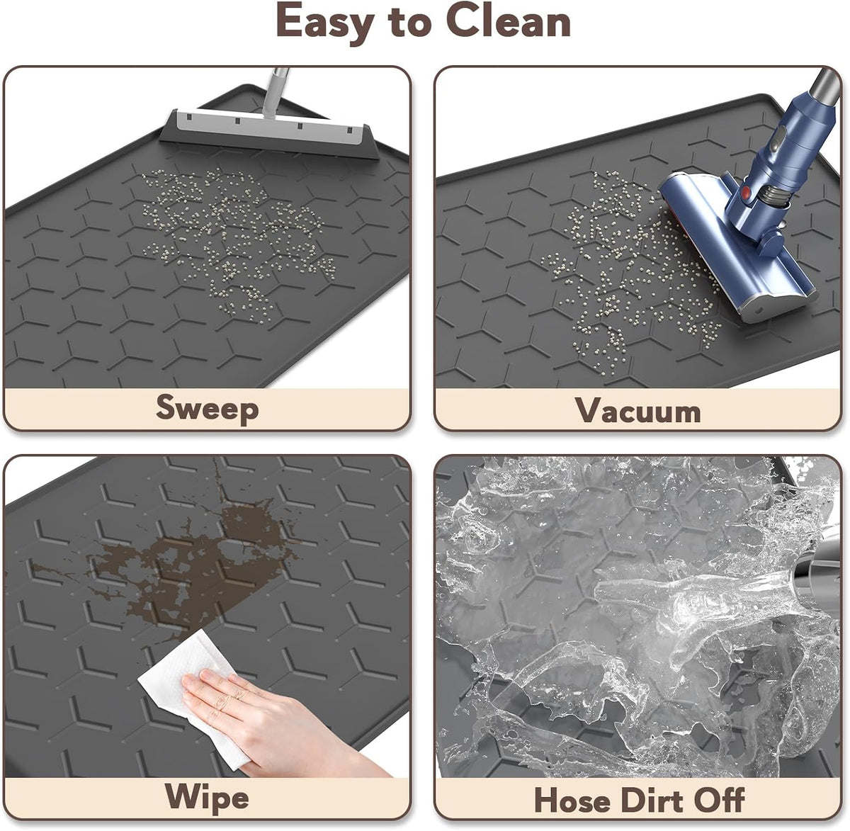 Silicone Cat Litter Mat 34×22 inch, Easy to Clean, Gray – Daily Care for Cats - 24" X 16" / Dark Grey - image 4