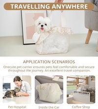Dog Carrier for Small Dogs Rabbit cat with Lace Design, Cotton Bag, Dog Carrier Soft Sided, Collapsible Travel Puppy Carrier (Beige, 9.4" L x 5.9" W x 9.4" H)