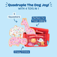 BarkBox Barker's Dozen Donuts 4-in-1 Interactive Plush Dog Toy – Essentials for Dogs - Animal Squeakers Snacks - image 4