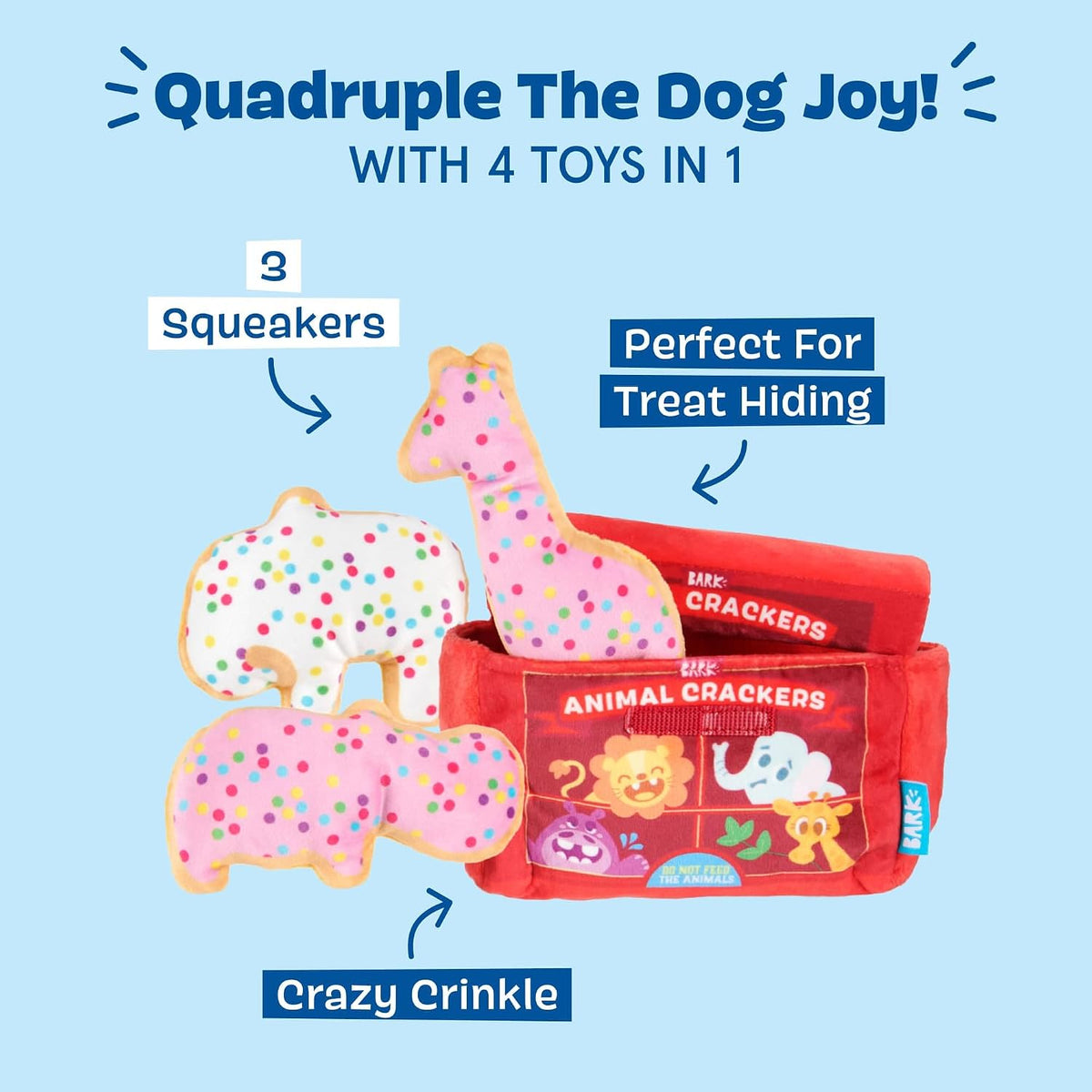 BarkBox Barker's Dozen Donuts 4-in-1 Interactive Plush Dog Toy – Essentials for Dogs - Animal Squeakers Snacks - image 4