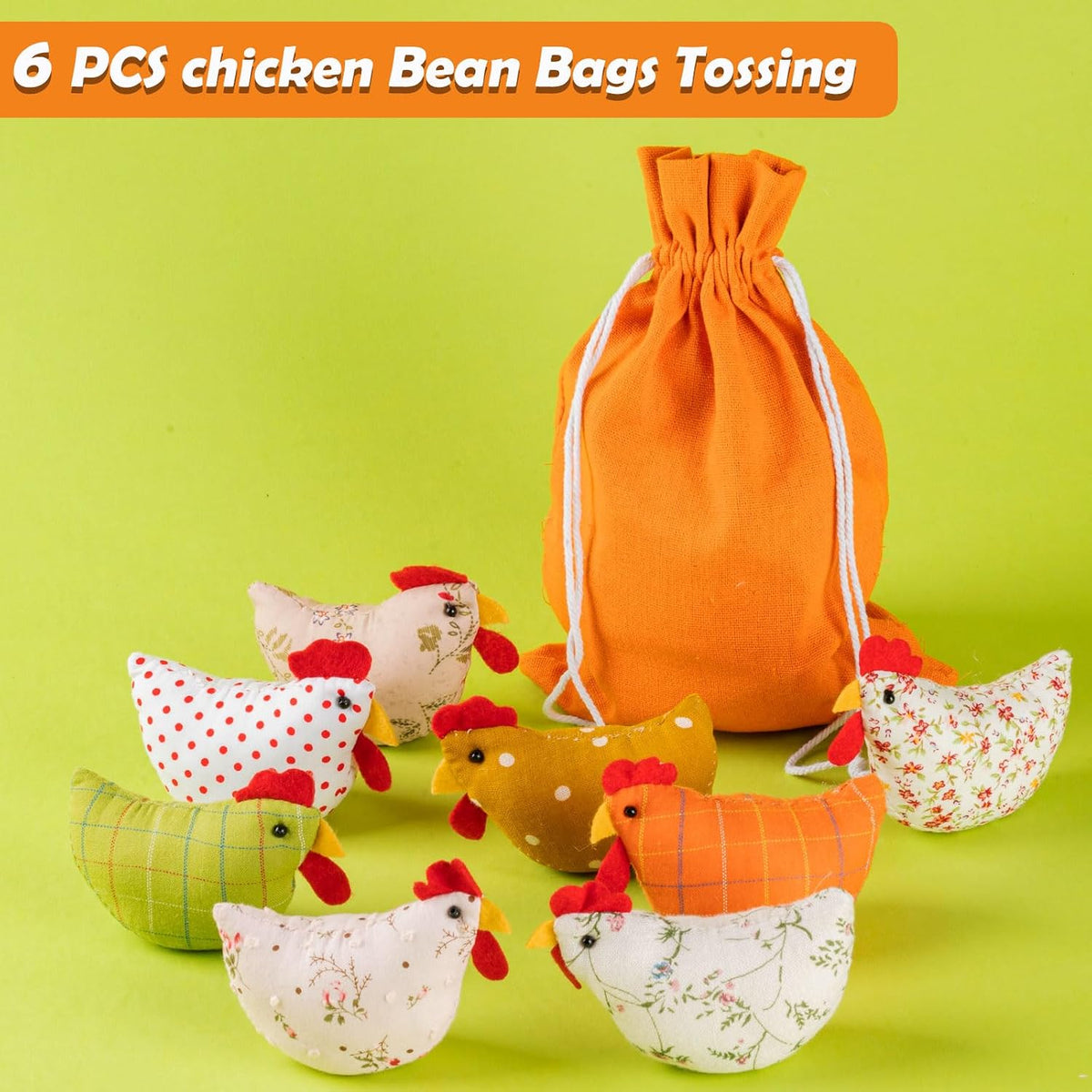 ZEBNYYA 8 chicken bean bags for kids in assorted colors with carry bag - view 3