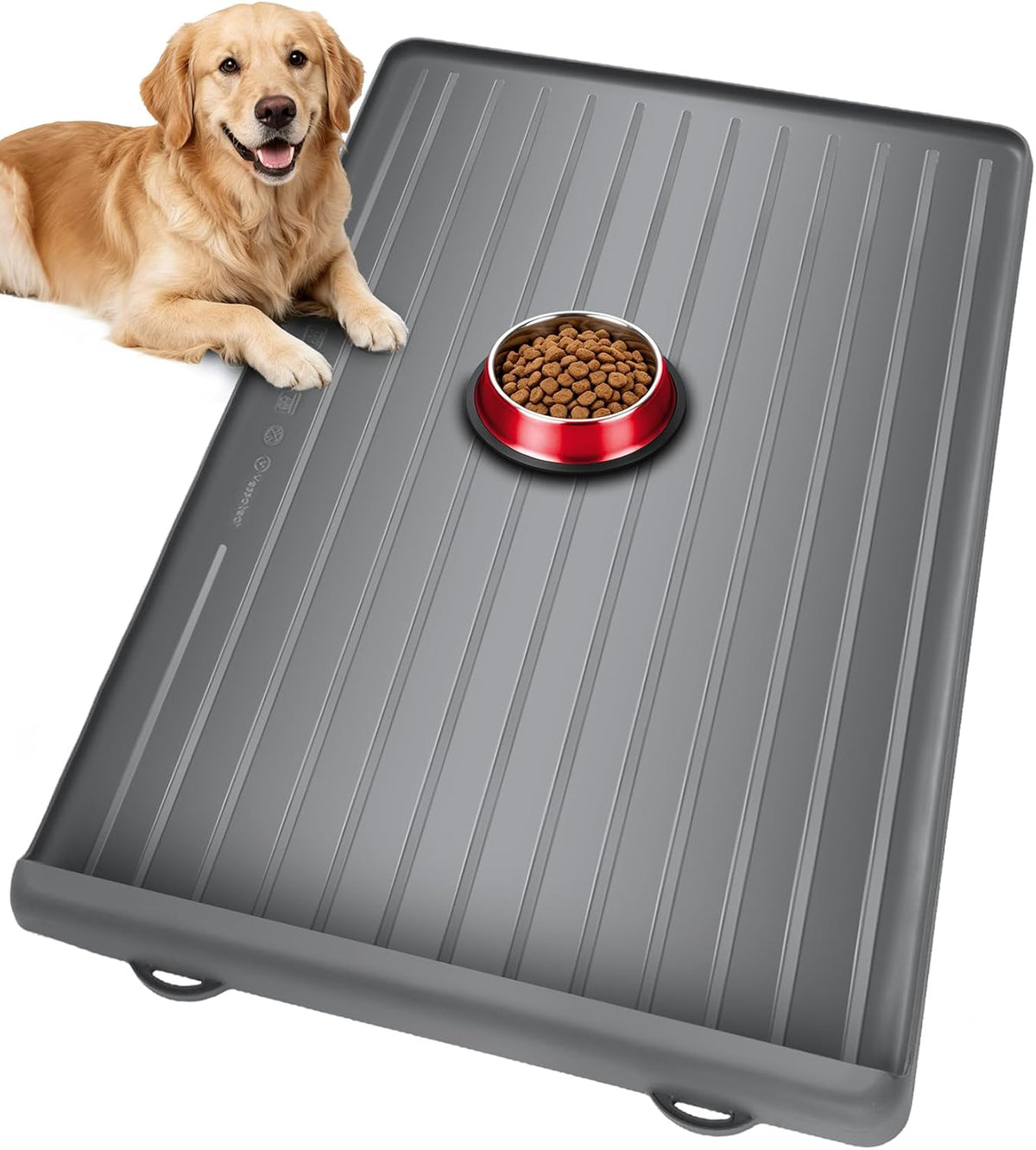 Dog Mat for Food and Water - Light Grey / 39.4"L x 27"W