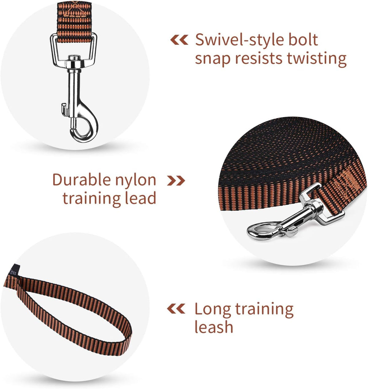Hi Kiss Dog/Puppy Obedience Recall Training Agility Lead - 20 Feet / S2.black_orange - image 3