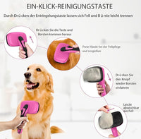 Dog Brush for Shedding & Grooming, Self Cleaning Slicker with Retractable Pins for Short & Long Haired Dogs & Cats. Removes Loose Fur, Undercoat, Mats & Tangles. Fits Large, Small Pet. Pink