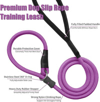 Strong Slip Rope Dog Training Leash - 1/2" x 5ft / Purple - image 3