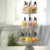 Gyufise 24Pcs Dance King Cupcake Toppers Glitter Jazz Dancers Happy - Dark Black - image 4