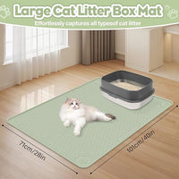 Cat Litter Mat, Extra Large 40" x 28" Silicone Mat Litter Trapping Mat for Scatter Control, Soft on Kitty Paws, Easy to Clean (Green)