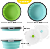Joyinjojo Collapsible Dog Bowls with Lids - Medium / Blue / Green - image 2