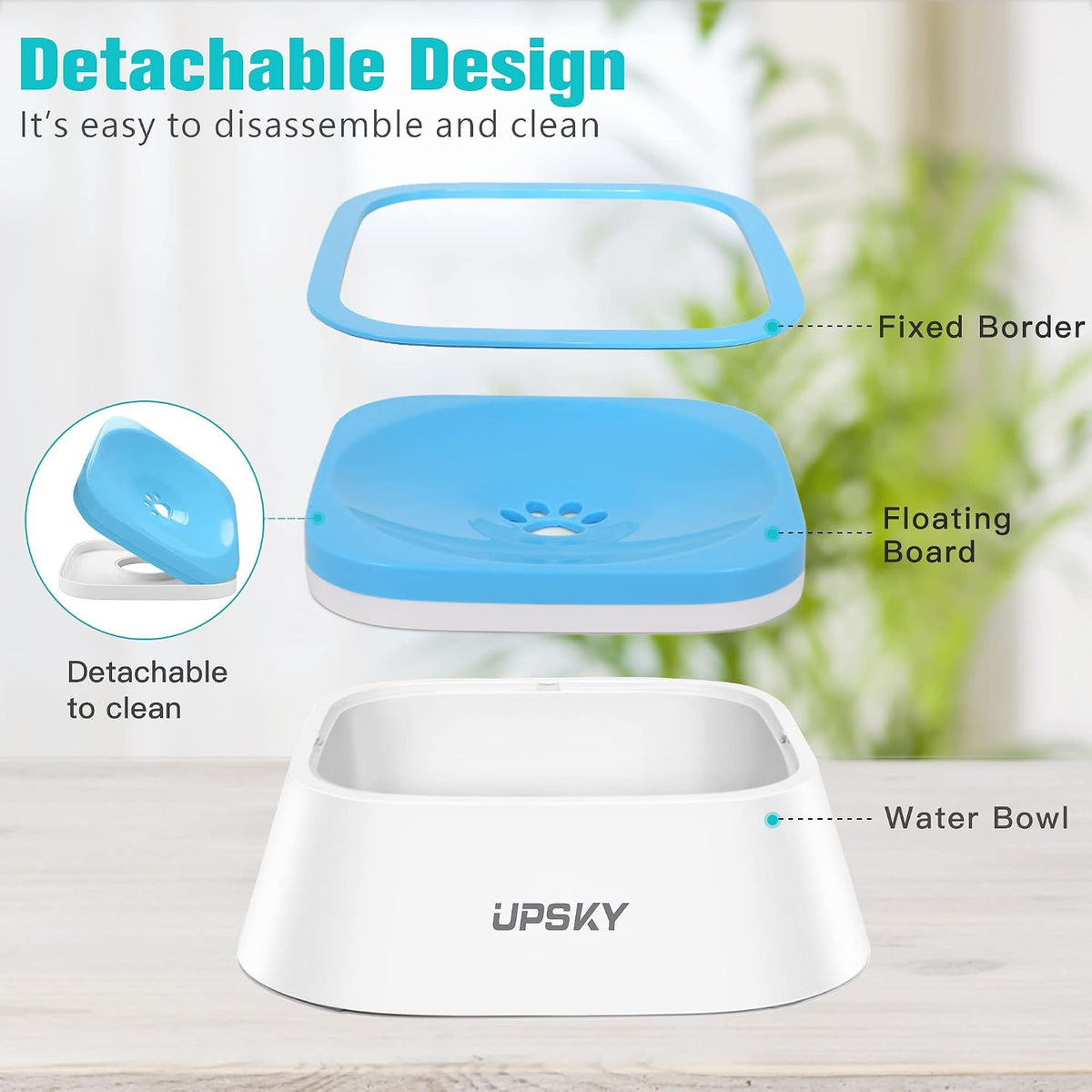 UPSKY No Spill Pet Water Bowl - Blue / 35 fl oz - image 2