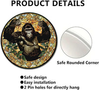 Lygond Metal Gorilla Sign - Stained Glass, 12x12 Inches