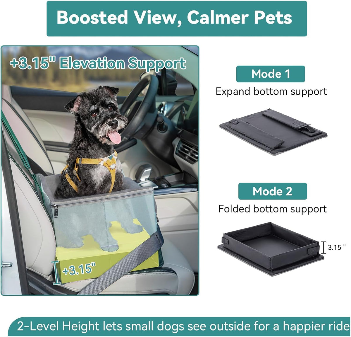 A 4 Pet Dog Car Seats for Small Dogs, Under 25 lbs - Green / Small - image 3