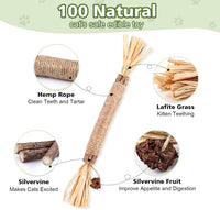6 Pack Silvervine Sticks for Cat, Natural Catnip Toys – Essentials for Cats - 8 Pack - image 2