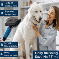 Dog Brush for Long Haired Dogs - Large Firm Slicker Brushes for Poodles, Goldendoodles & Shedding Grooming - Soft Massage Stainless Steel Pins (25mm/1") - Gentle Pet Grooming Wire