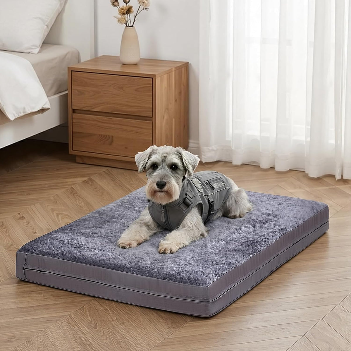 Waterproof Dog Crate Bed Pad - Dark Grey / 29"W x 18"L x 3"H