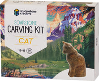 Studiostone Creative soapstone carving kit with pre-cut cat block, file and sandpaper