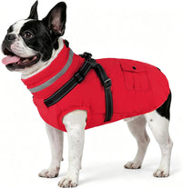 Dogcheer Dog Coat with Harness - Red / Medium(Chest:20.8"Back:14.2" Neck:14.9")