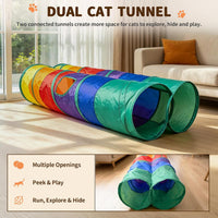 iCAGY Cat Tunnel for Indoor Cats Kittens Rabbits - Rainbow / Double Tunnel - image 3
