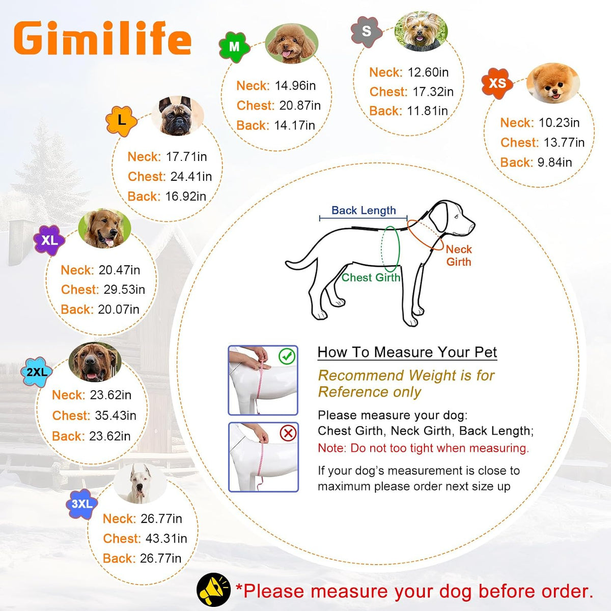 Gimilife Dog Coat, Waterproof Reflective Warm Dog Jacket Clothes for Winter – Essentials for Dogs - Red / 3XL ( 80+ LB | 26.77"Neck Girth ) - image 2