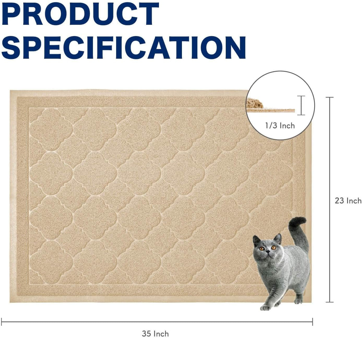 Cat Litter Box Mat, Kitty Premium PVC Pad, Durable Trapping Rug - #05 Beige / Medallion/35 x 23 Inch - image 2