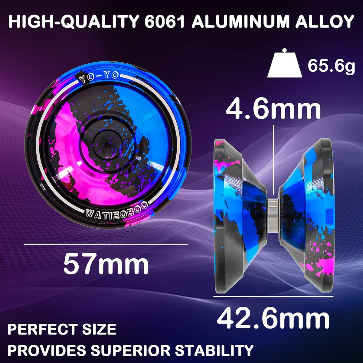 W07 yoyo Professional Metal Trick Yoyo Responsive & Unresponsive – Fun for Kids & Family - 7-Blue Pink Black - image 2