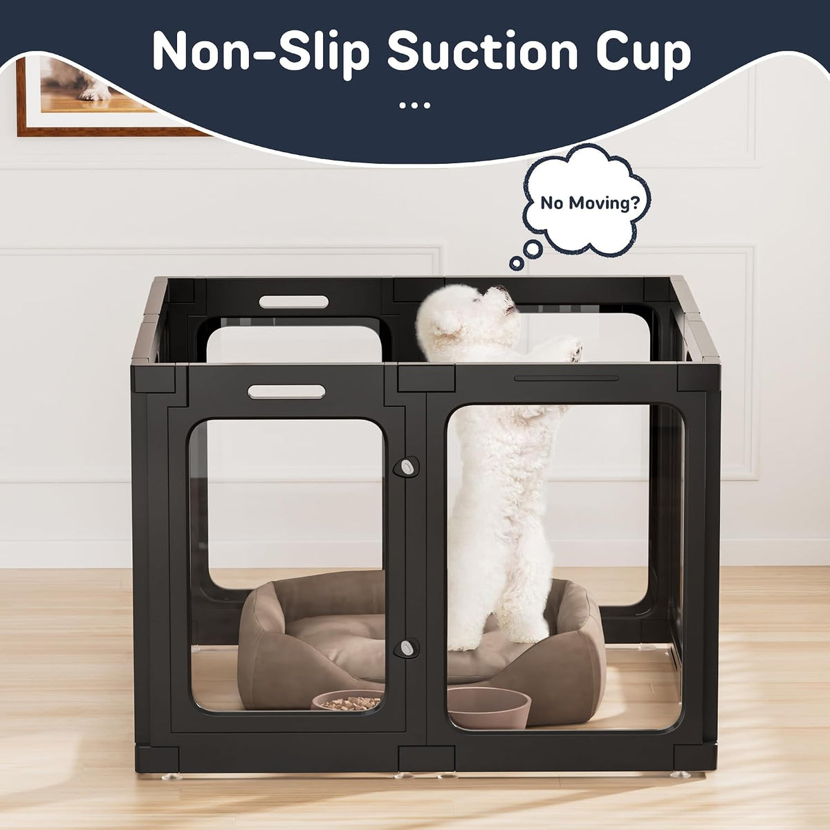 Jalove 12PCS Dog Playpen Clear Puppy Playpen Indoor - Black / 8 / 24inch - image 3
