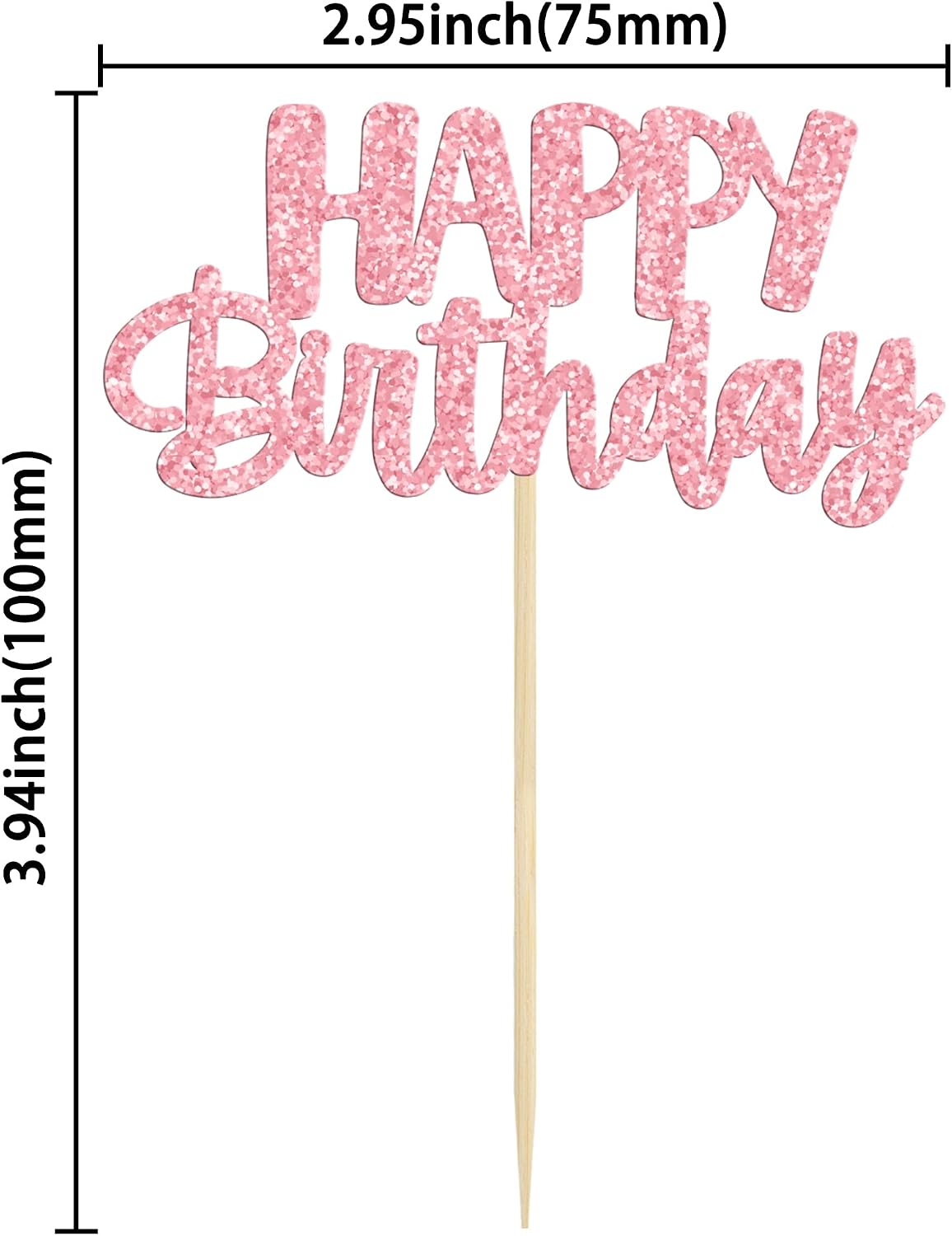 Gyufise 24Pcs Happy Birthday Cupcake Toppers Gold Glitter Celebrating - Pink - image 2