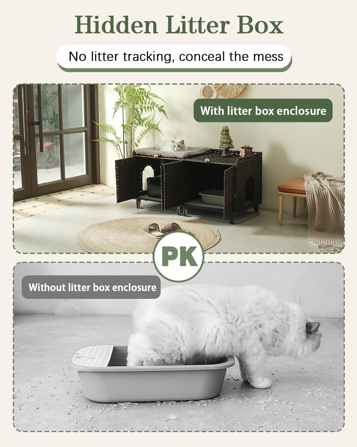 Cat Litter Box Enclosure Hidden Litter Box Furniture - Extra Large / Brown - image 4