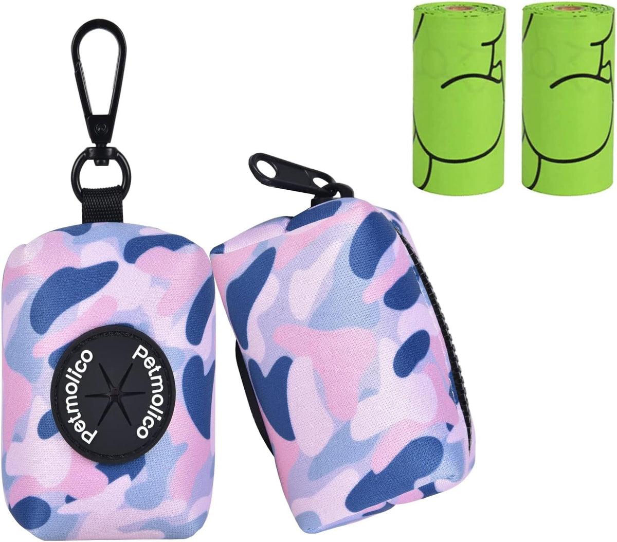 Petmolico Dog Poop Bag Holder Dispenser 2 Pack, Pink Rose – Essentials for Dogs - Blue Pink Camouflage