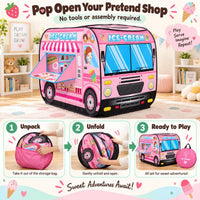 Cecailin fire truck pop up play tent for kids with roll-up door in red - view 13