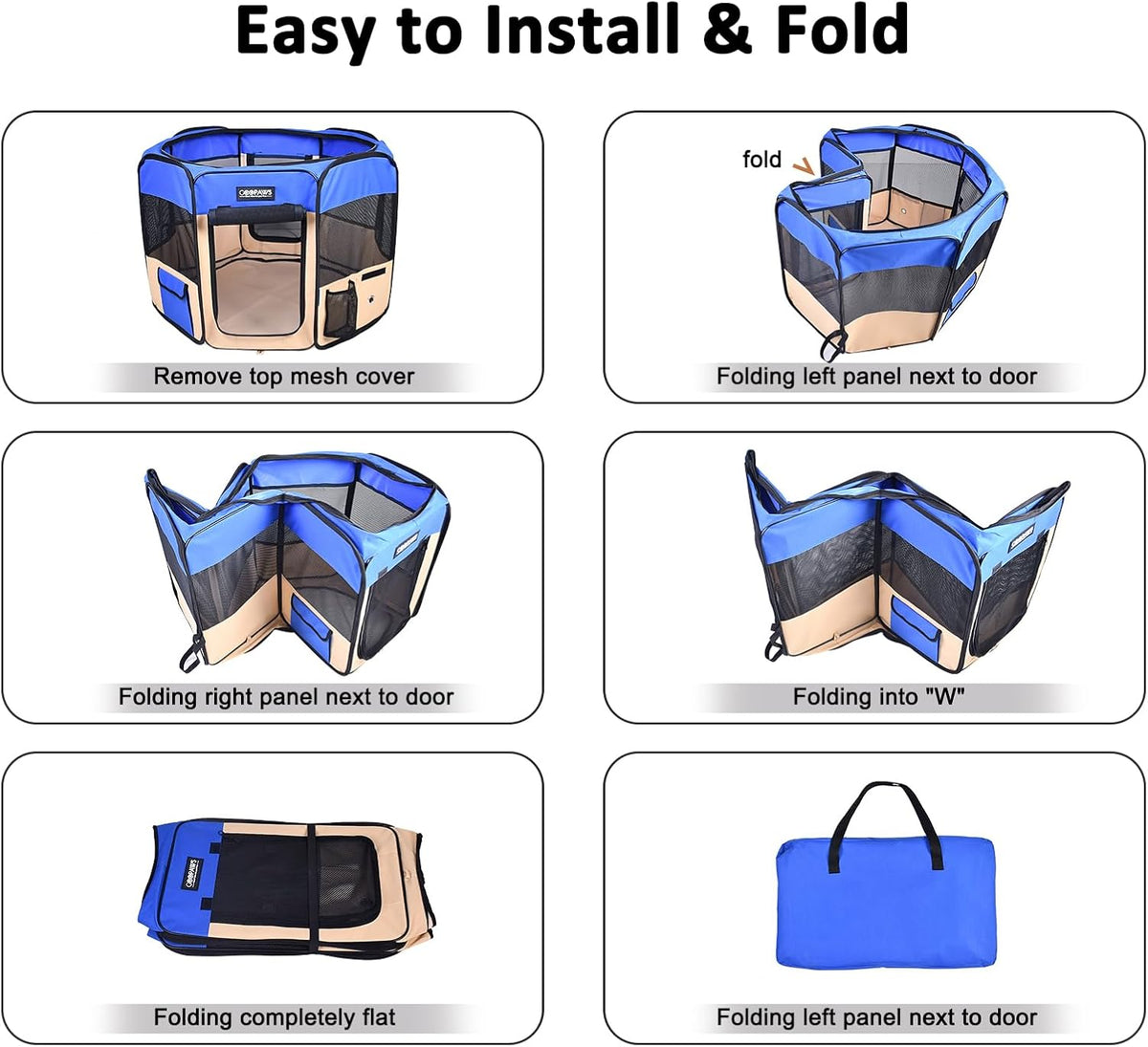 JESPET 61" Pet Dog Playpens - Blue / 61x61x30 Inch (Pack of 1) - image 3