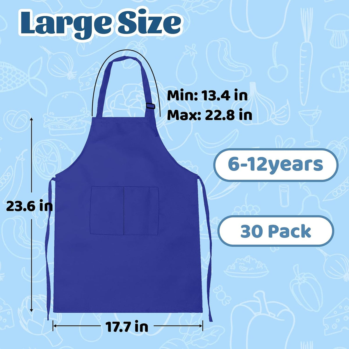 ZLEVEAYN 30 pack of black kids painting aprons with two front pockets - view 9
