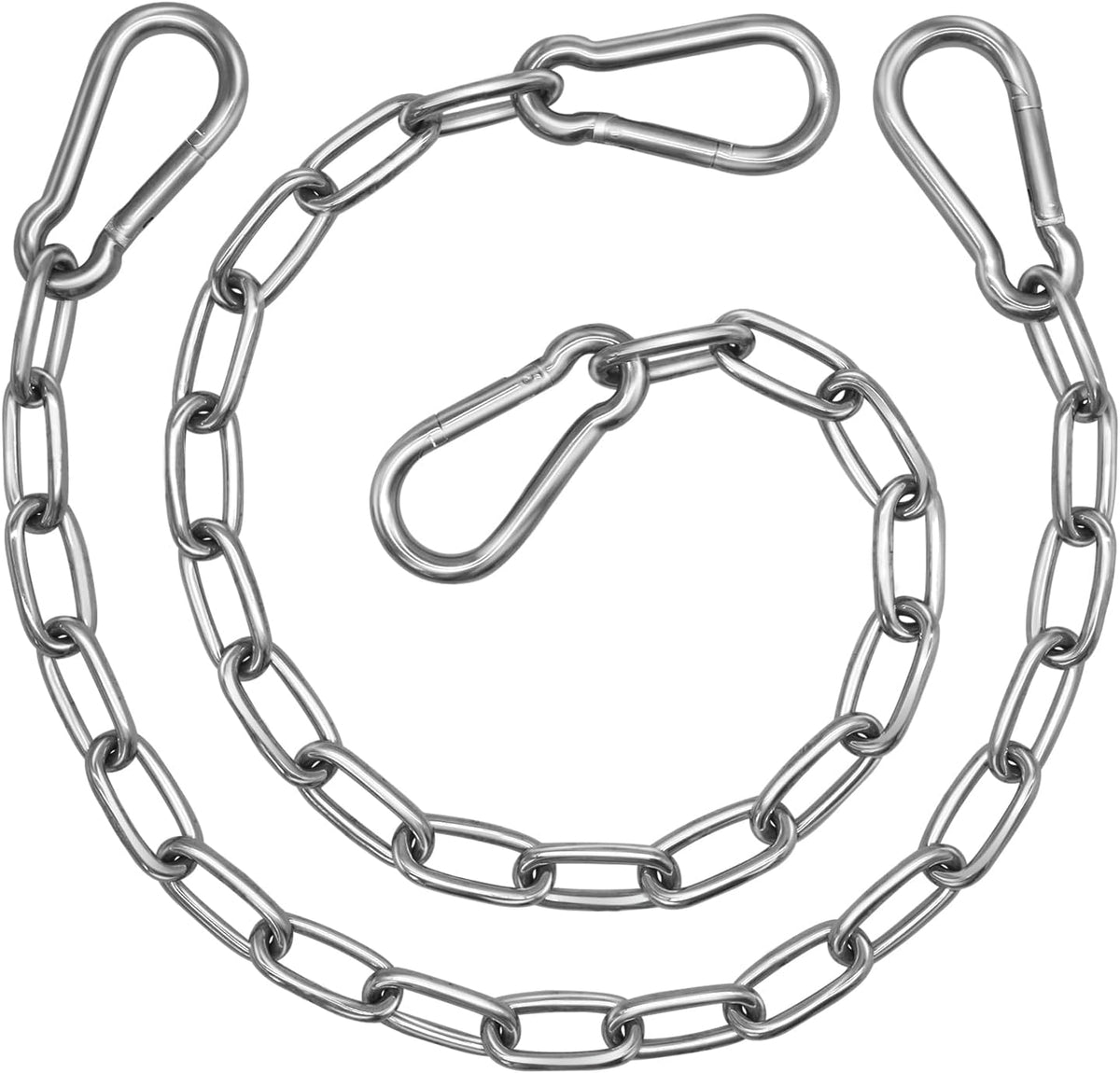 2 Pack Hanging Swing Chain with 4 Carabiners 25in, Swing Chairs - Silver / 25in×2pcs