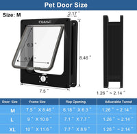 CEESC Medium Cat Door for Interior/Exterior, for Pets <15.75" - M- Inner size: 6.18"(W) x 6.3"(H) / Black - image 2